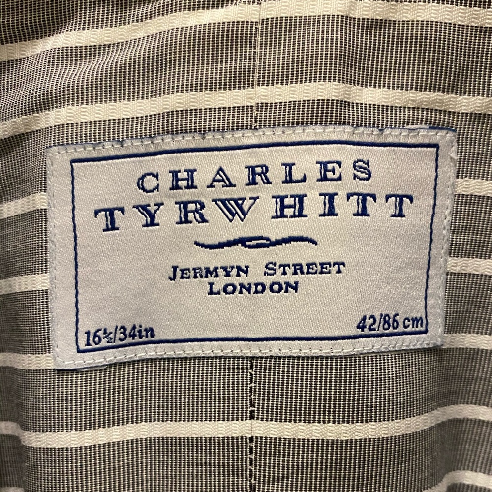 16 1/2 34in. Charles Tyrwhitt gray striped l/s but